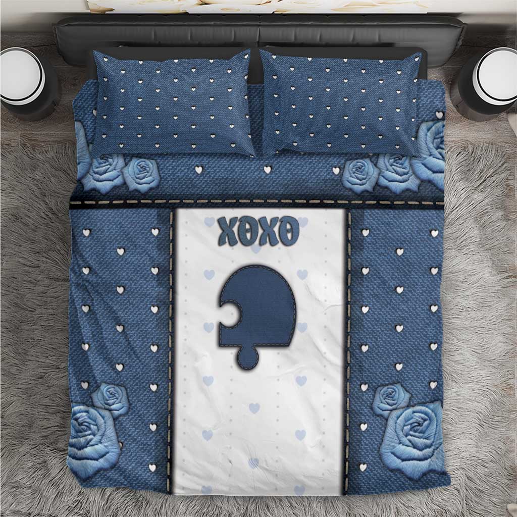 XOXO Valentine's Day Bedding Set Remaining Piece Old Denim Fabric Effect