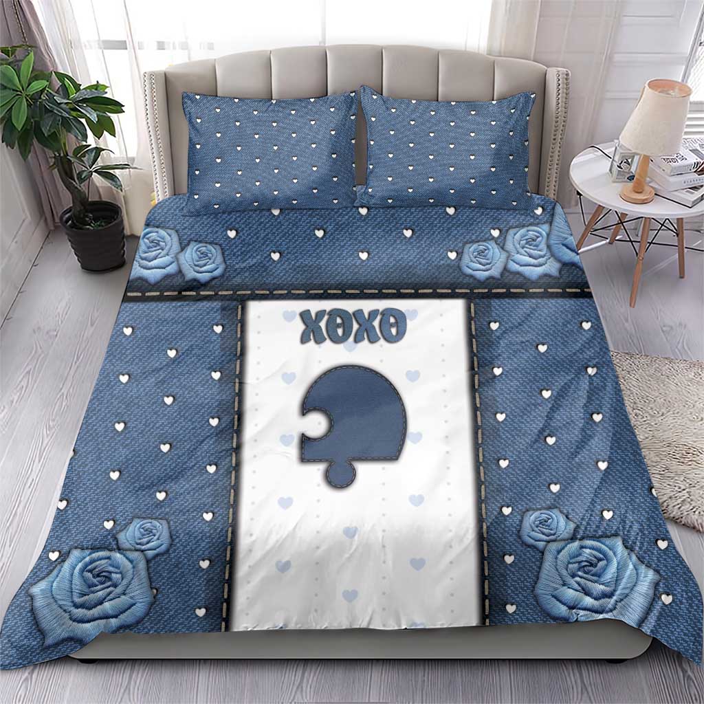 XOXO Valentine's Day Bedding Set Remaining Piece Old Denim Fabric Effect
