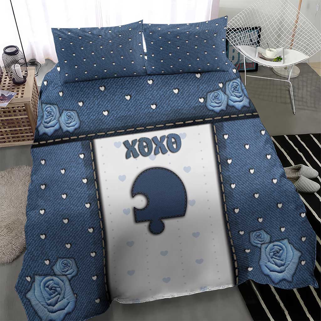 XOXO Valentine's Day Bedding Set Remaining Piece Old Denim Fabric Effect