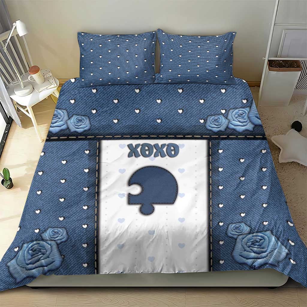 XOXO Valentine's Day Bedding Set Remaining Piece Old Denim Fabric Effect