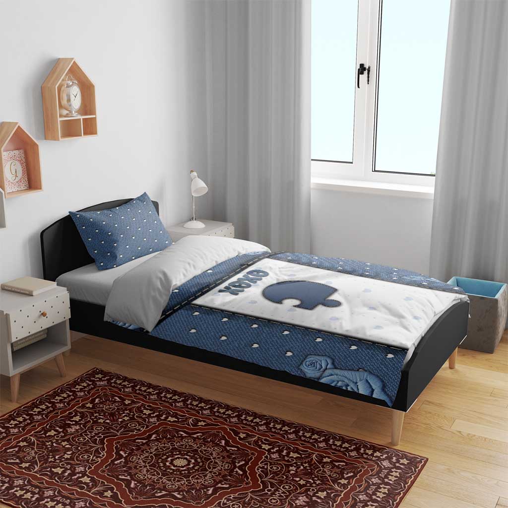 XOXO Valentine's Day Bedding Set Remaining Piece Old Denim Fabric Effect