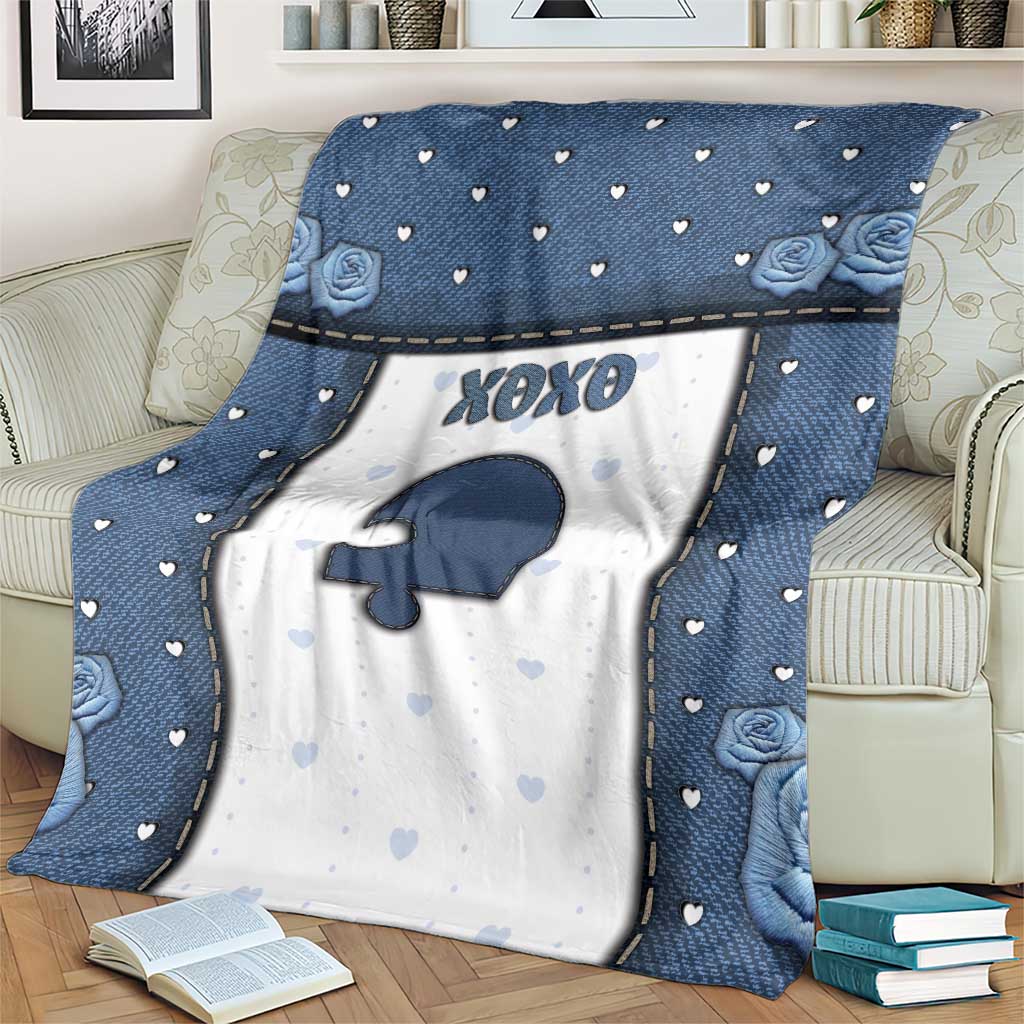 XOXO Valentine's Day Blanket Remaining Piece Old Denim Fabric Effect