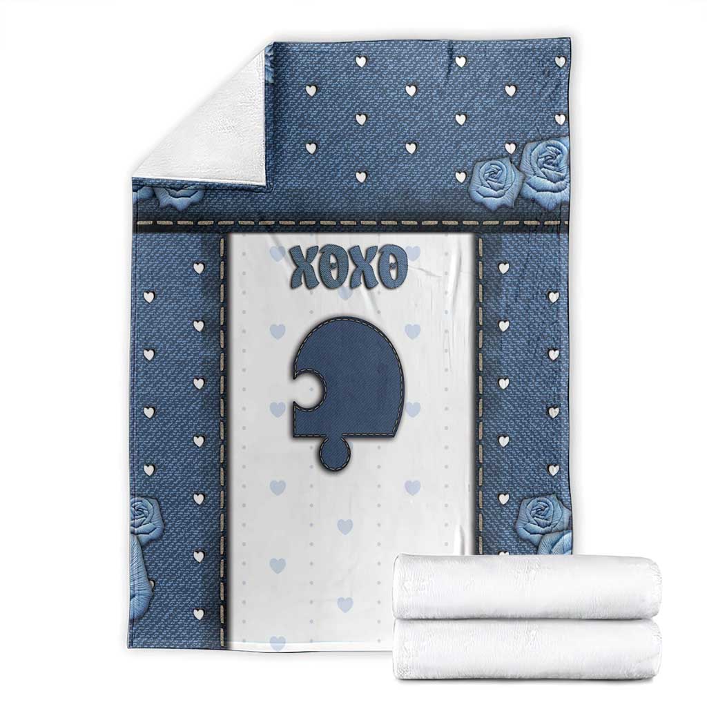 XOXO Valentine's Day Blanket Remaining Piece Old Denim Fabric Effect