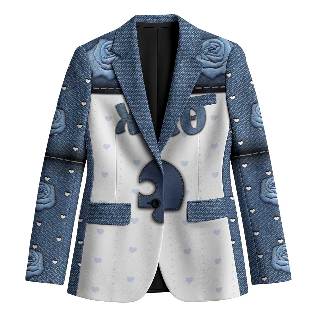 Personalized XOXO Valentine's Day Blazer Remaining Piece Old Denim Fabric Effect