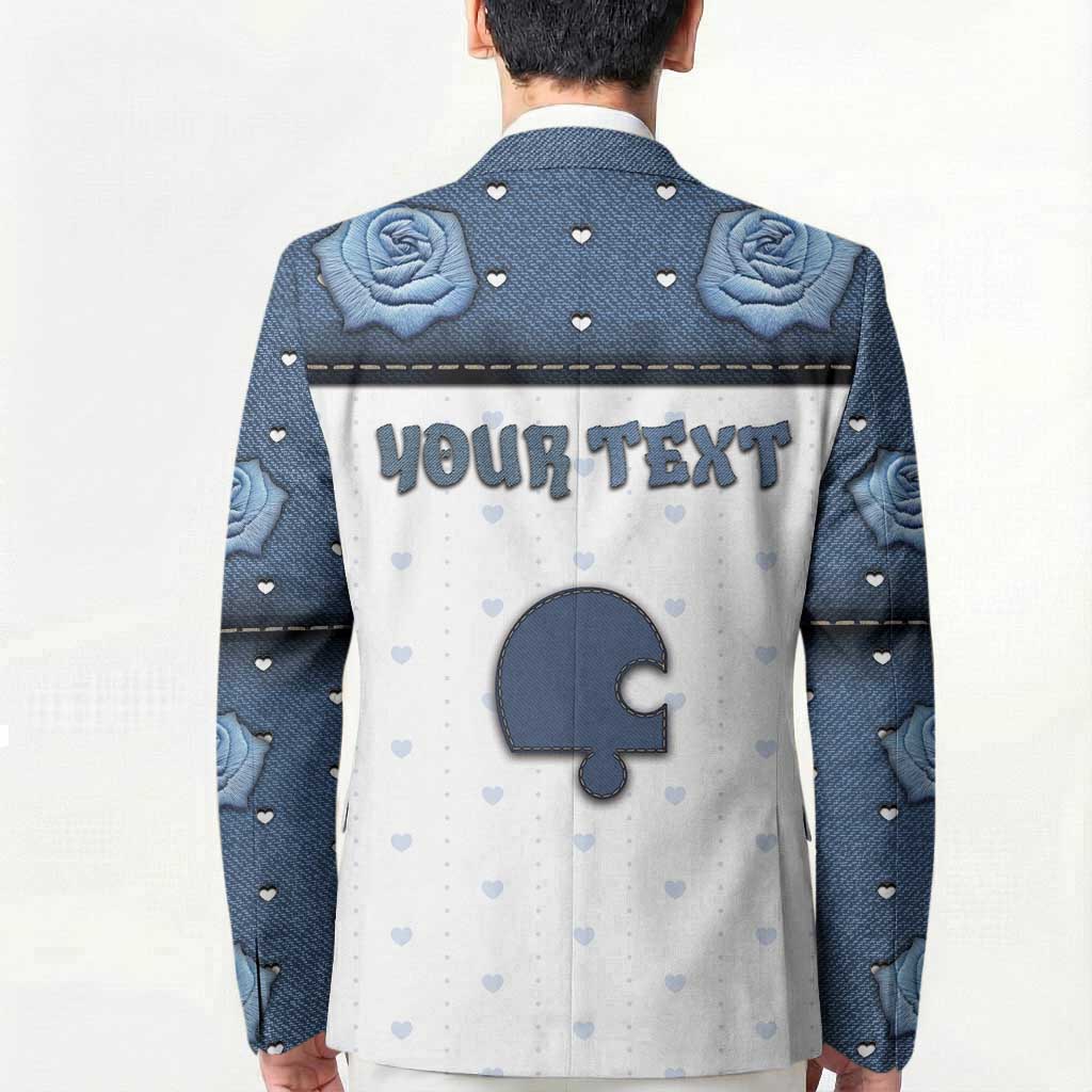 Personalized XOXO Valentine's Day Blazer Remaining Piece Old Denim Fabric Effect