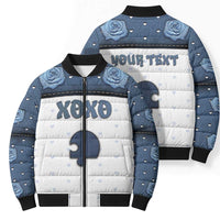 Personalized XOXO Valentine's Day Bomber Puffer Jacket Remaining Piece Old Denim Fabric Effect