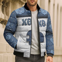 Personalized XOXO Valentine's Day Bomber Puffer Jacket Remaining Piece Old Denim Fabric Effect