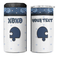 Personalized XOXO Valentine's Day 4 in 1 Can Cooler Tumbler Remaining Piece Old Denim Fabric Effect