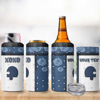 Personalized XOXO Valentine's Day 4 in 1 Can Cooler Tumbler Remaining Piece Old Denim Fabric Effect