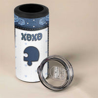 Personalized XOXO Valentine's Day 4 in 1 Can Cooler Tumbler Remaining Piece Old Denim Fabric Effect