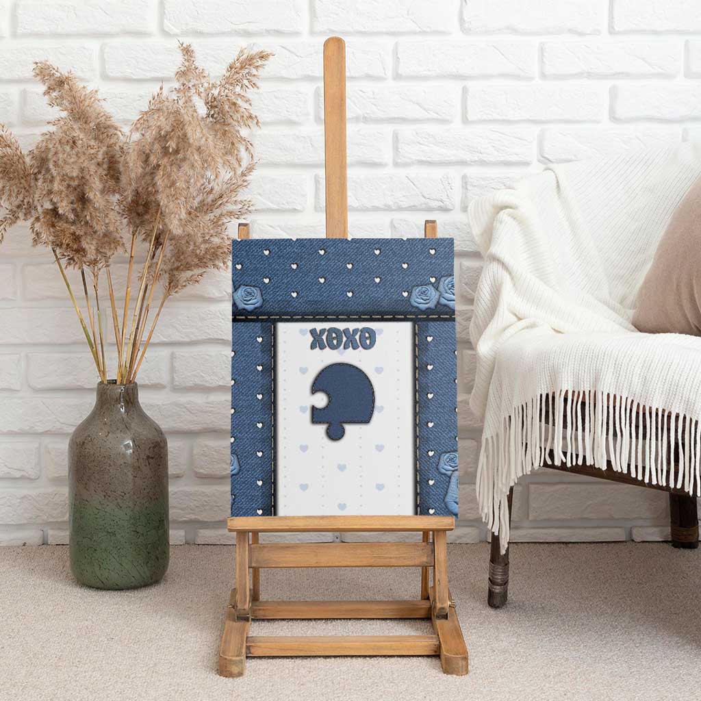 XOXO Valentine's Day Canvas Wall Art Remaining Piece Old Denim Fabric Effect