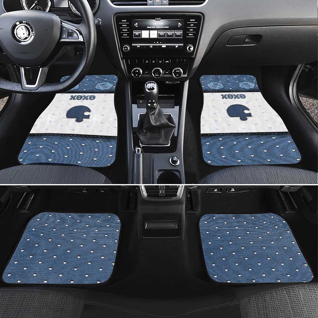 Personalized XOXO Valentine's Day Car Mats Remaining Piece Old Denim Fabric Effect