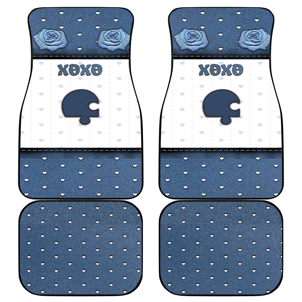 Personalized XOXO Valentine's Day Car Mats Remaining Piece Old Denim Fabric Effect