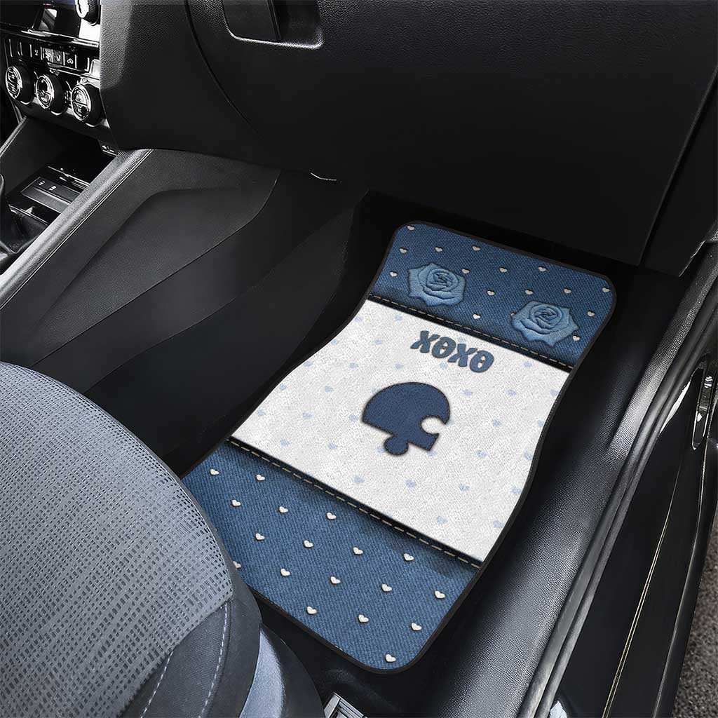Personalized XOXO Valentine's Day Car Mats Remaining Piece Old Denim Fabric Effect