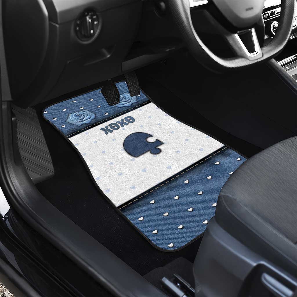 Personalized XOXO Valentine's Day Car Mats Remaining Piece Old Denim Fabric Effect