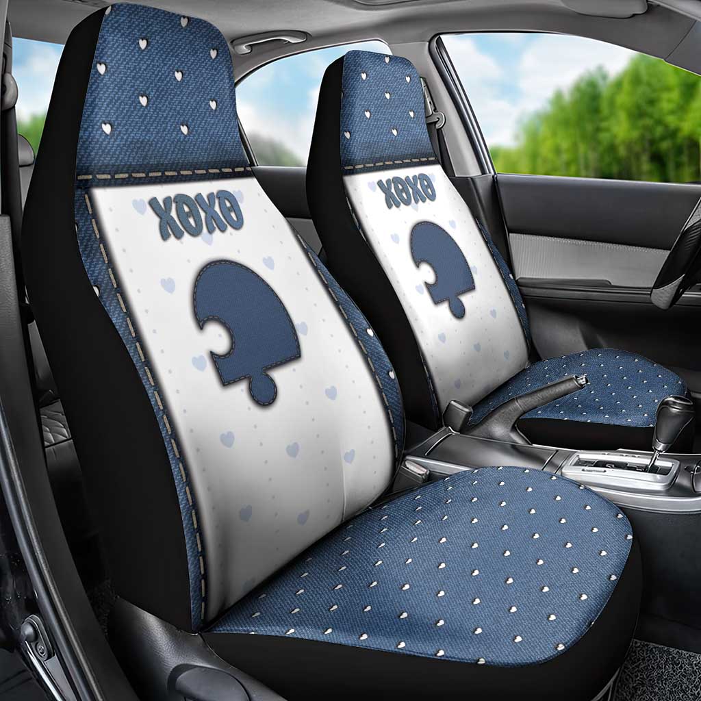 XOXO Valentine's Day Car Seat Cover Remaining Piece Old Denim Fabric Effect