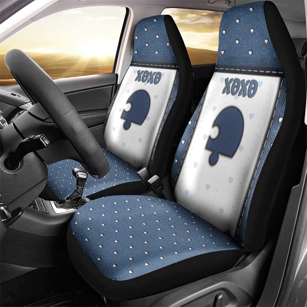 XOXO Valentine's Day Car Seat Cover Remaining Piece Old Denim Fabric Effect
