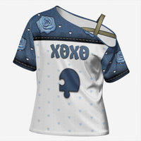 Personalized XOXO Valentine's Day Cross Shoulder Shirt Remaining Piece Old Denim Fabric Effect
