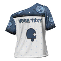 Personalized XOXO Valentine's Day Cross Shoulder Shirt Remaining Piece Old Denim Fabric Effect
