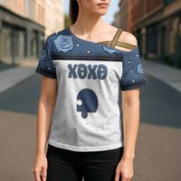 Personalized XOXO Valentine's Day Cross Shoulder Shirt Remaining Piece Old Denim Fabric Effect