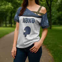 Personalized XOXO Valentine's Day Cross Shoulder Shirt Remaining Piece Old Denim Fabric Effect