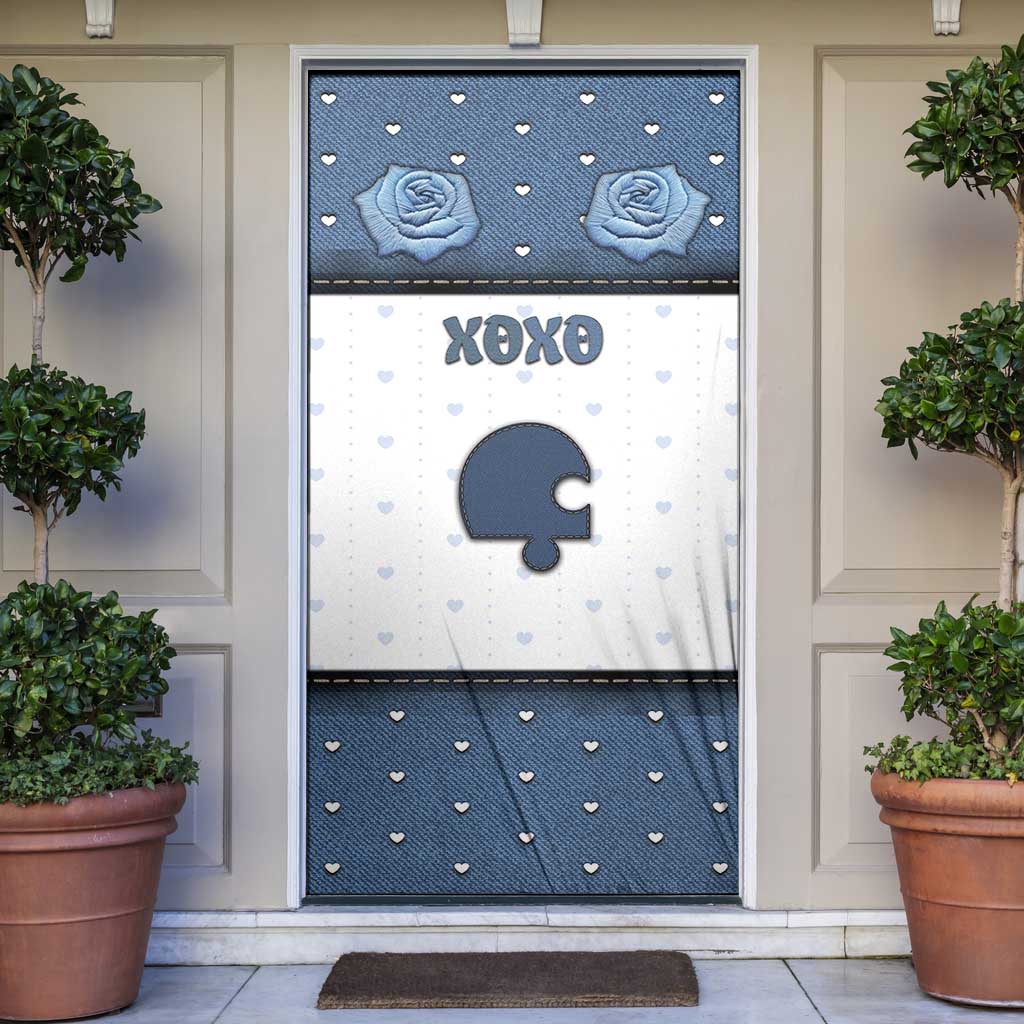 Personalized XOXO Valentine's Day Door Cover Remaining Piece Old Denim Fabric Effect