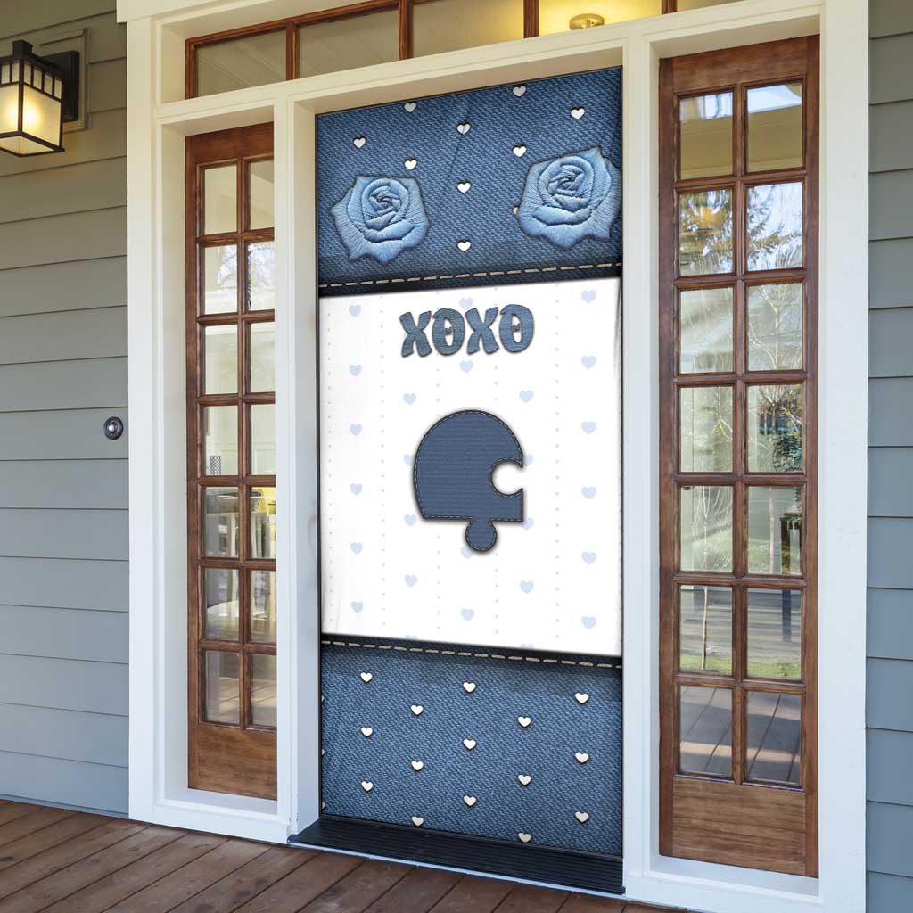 Personalized XOXO Valentine's Day Door Cover Remaining Piece Old Denim Fabric Effect