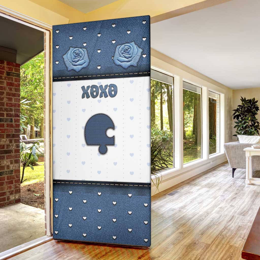 Personalized XOXO Valentine's Day Door Cover Remaining Piece Old Denim Fabric Effect