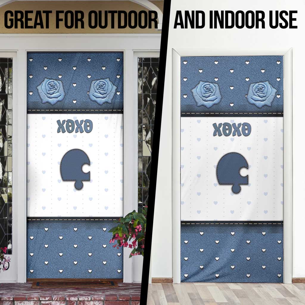 Personalized XOXO Valentine's Day Door Cover Remaining Piece Old Denim Fabric Effect