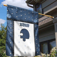 XOXO Valentine's Day Garden Flag Remaining Piece Old Denim Fabric Effect