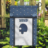 XOXO Valentine's Day Garden Flag Remaining Piece Old Denim Fabric Effect