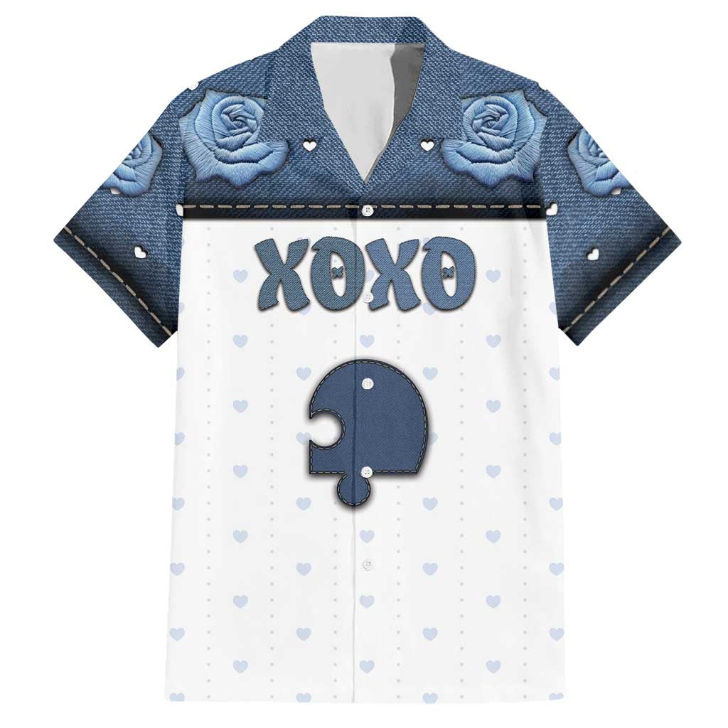 Personalized XOXO Valentine's Day Hawaiian Shirt Remaining Piece Old Denim Fabric Effect