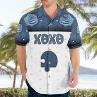 Personalized XOXO Valentine's Day Hawaiian Shirt Remaining Piece Old Denim Fabric Effect