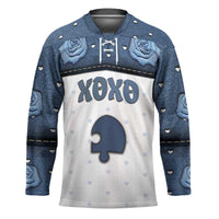 Personalized XOXO Valentine's Day Hockey Jersey Remaining Piece Old Denim Fabric Effect