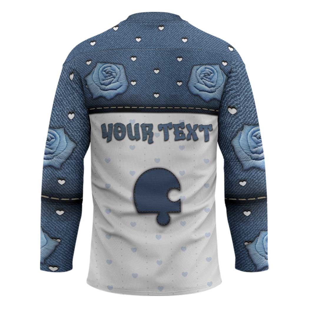 Personalized XOXO Valentine's Day Hockey Jersey Remaining Piece Old Denim Fabric Effect