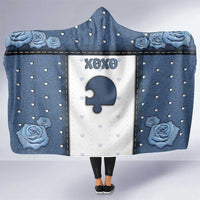 XOXO Valentine's Day Hooded Blanket Remaining Piece Old Denim Fabric Effect