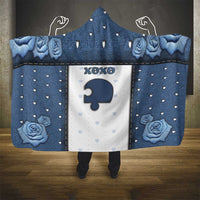 XOXO Valentine's Day Hooded Blanket Remaining Piece Old Denim Fabric Effect