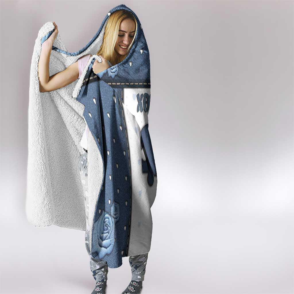 XOXO Valentine's Day Hooded Blanket Remaining Piece Old Denim Fabric Effect