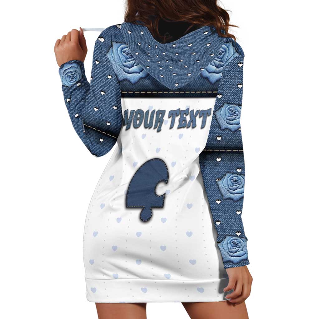 Personalized XOXO Valentine's Day Hoodie Dress Remaining Piece Old Denim Fabric Effect