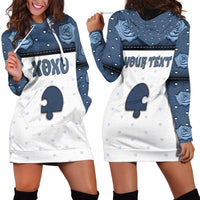 Personalized XOXO Valentine's Day Hoodie Dress Remaining Piece Old Denim Fabric Effect