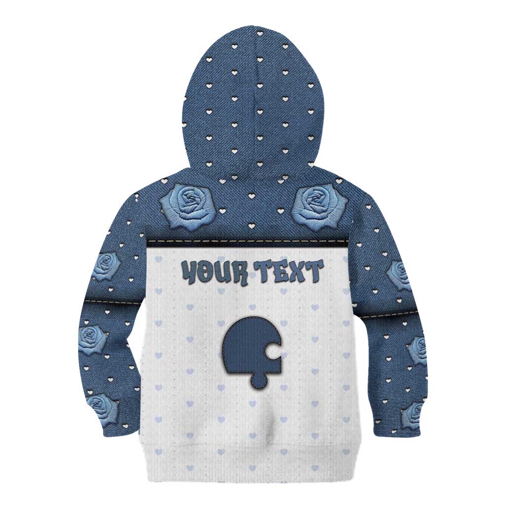 Personalized XOXO Valentine's Day Kid Hoodie Remaining Piece Old Denim Fabric Effect