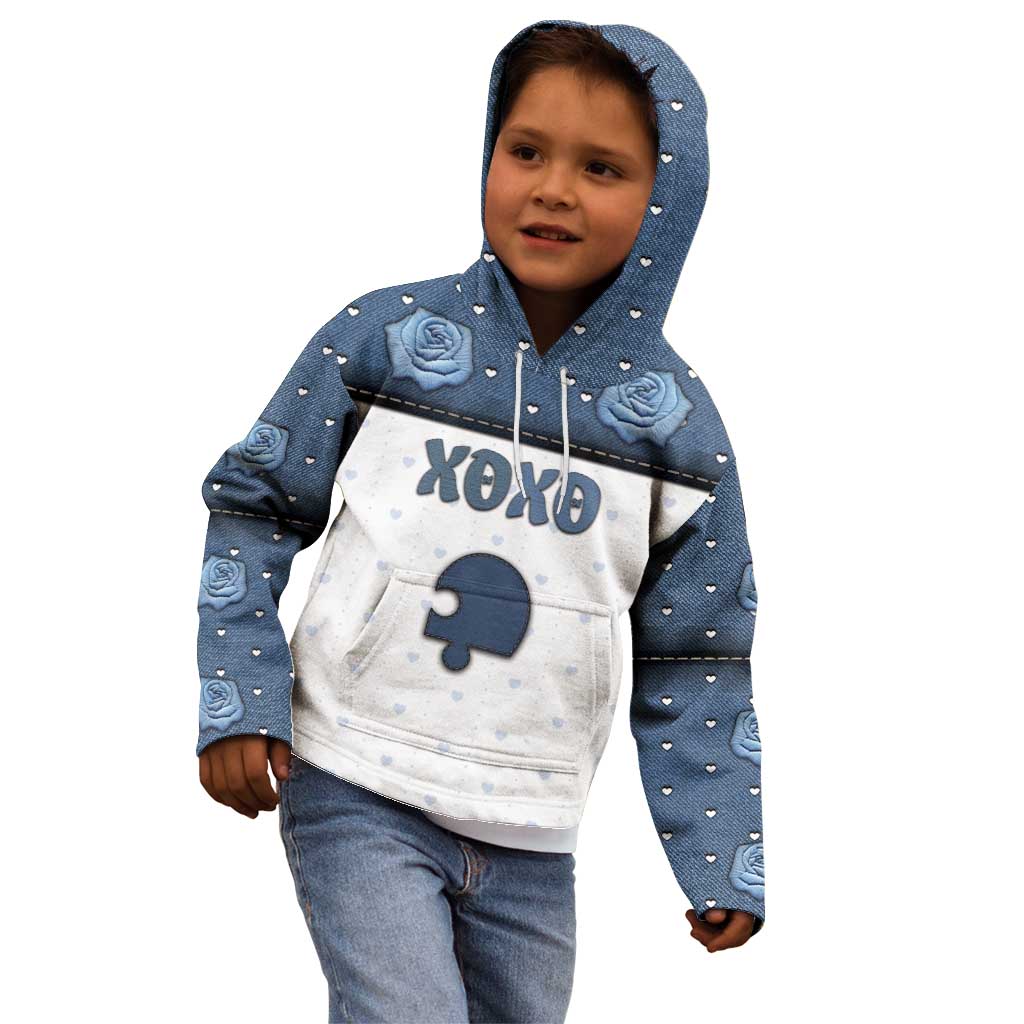 Personalized XOXO Valentine's Day Kid Hoodie Remaining Piece Old Denim Fabric Effect