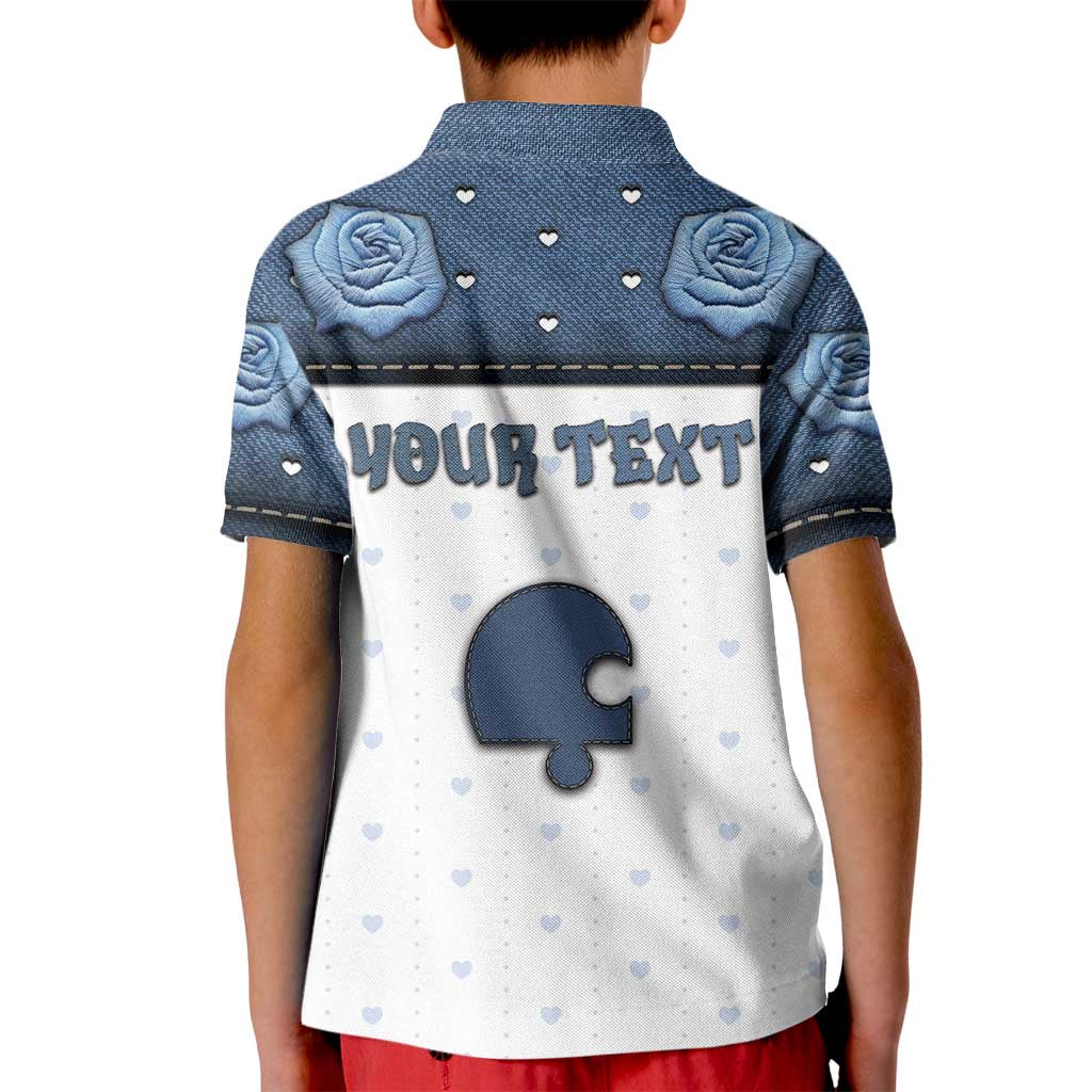 Personalized XOXO Valentine's Day Kid Polo Shirt Remaining Piece Old Denim Fabric Effect