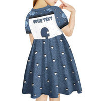 Personalized XOXO Valentine's Day Kid Short Sleeve Dress Remaining Piece Old Denim Fabric Effect
