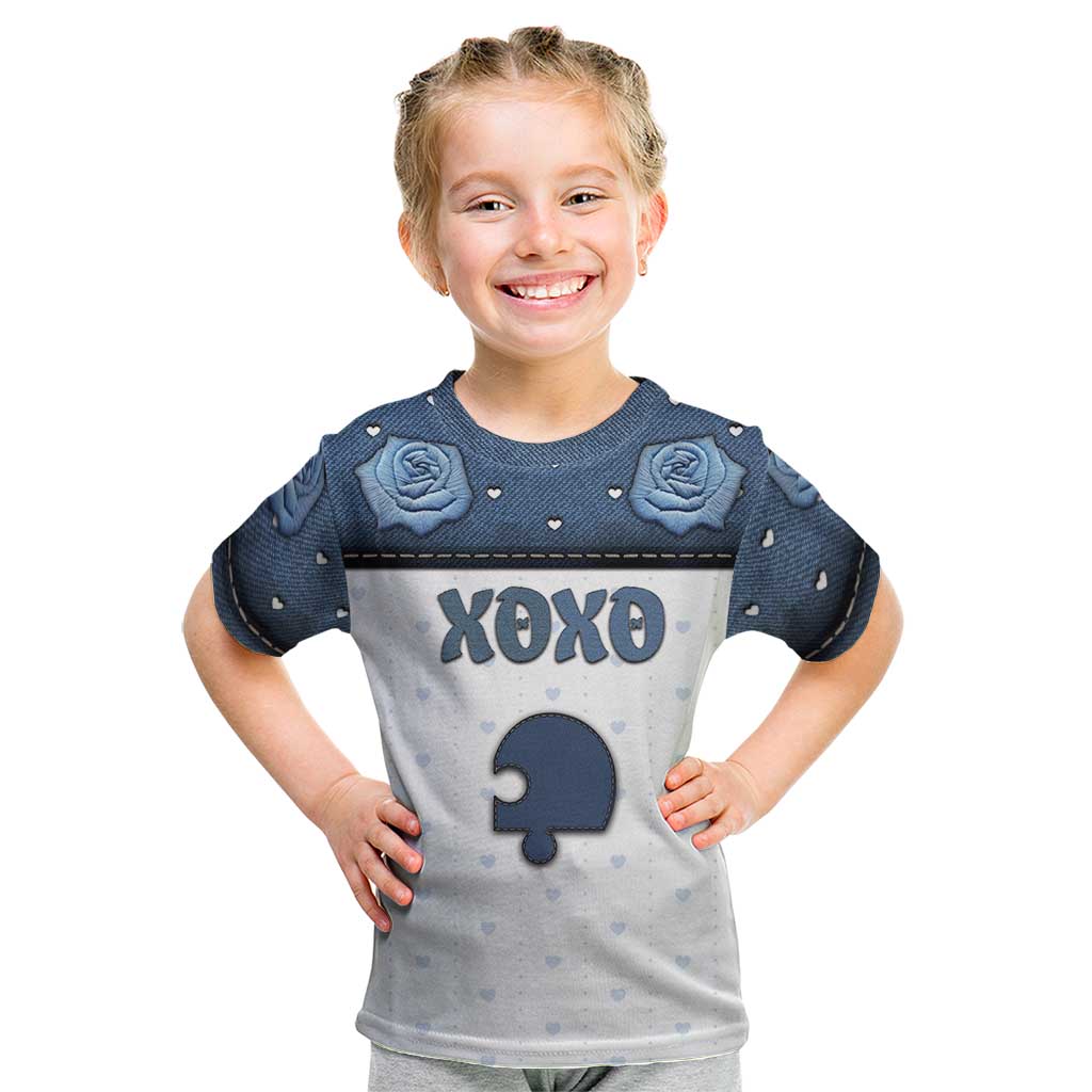 Personalized XOXO Valentine's Day Kid T Shirt Remaining Piece Old Denim Fabric Effect