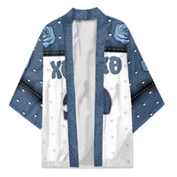 Personalized XOXO Valentine's Day Kimono Remaining Piece Old Denim Fabric Effect