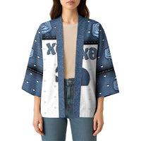 Personalized XOXO Valentine's Day Kimono Remaining Piece Old Denim Fabric Effect
