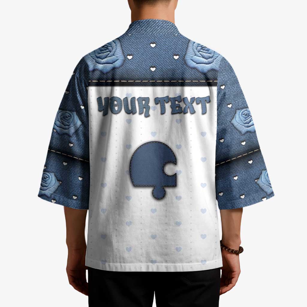 Personalized XOXO Valentine's Day Kimono Remaining Piece Old Denim Fabric Effect