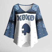 Personalized XOXO Valentine's Day Kimono Sleeve Blouse Remaining Piece Old Denim Fabric Effect