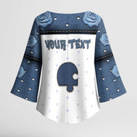 Personalized XOXO Valentine's Day Kimono Sleeve Blouse Remaining Piece Old Denim Fabric Effect